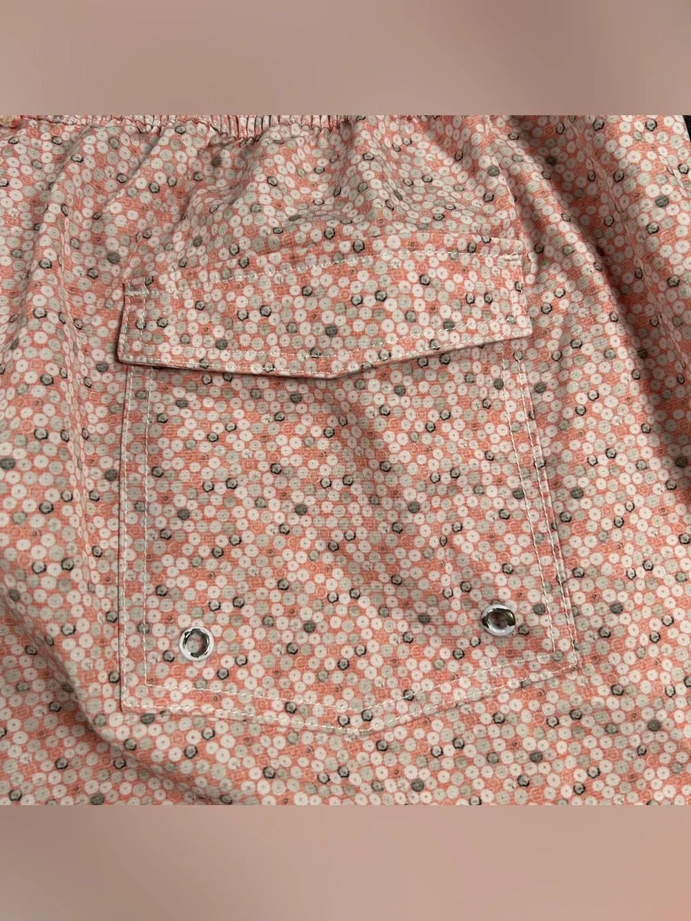 Johnnie O Surf Shorts Men XL Peach/Orange Taco Jaco Geometric Floral Swim Trunks